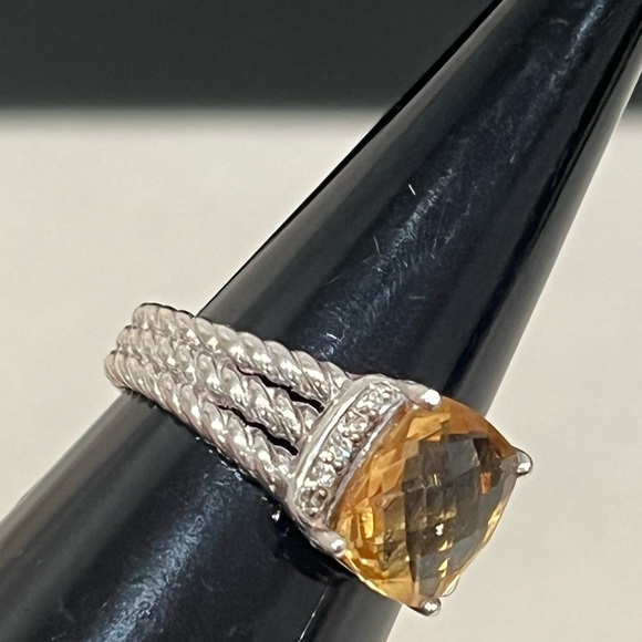 David Yurman Sterling Silver Wheaton Citrine with Diamonds Size 8 - Picture 8 of 12